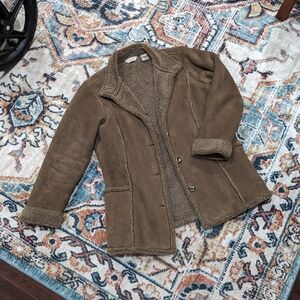 L.L. Bean brown faux suede and shearling coat